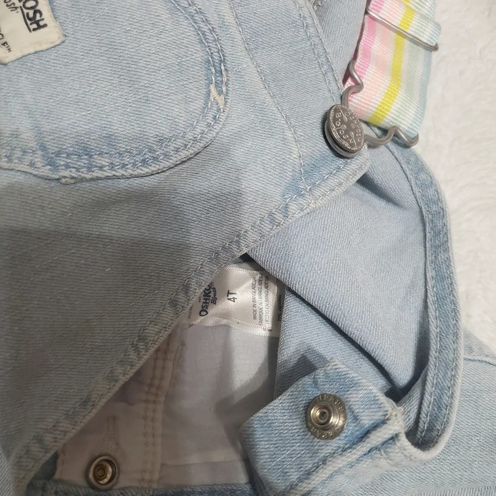 Oshkosh overalls 4t Nwot Heart Pocket Pastel Rainbow Details